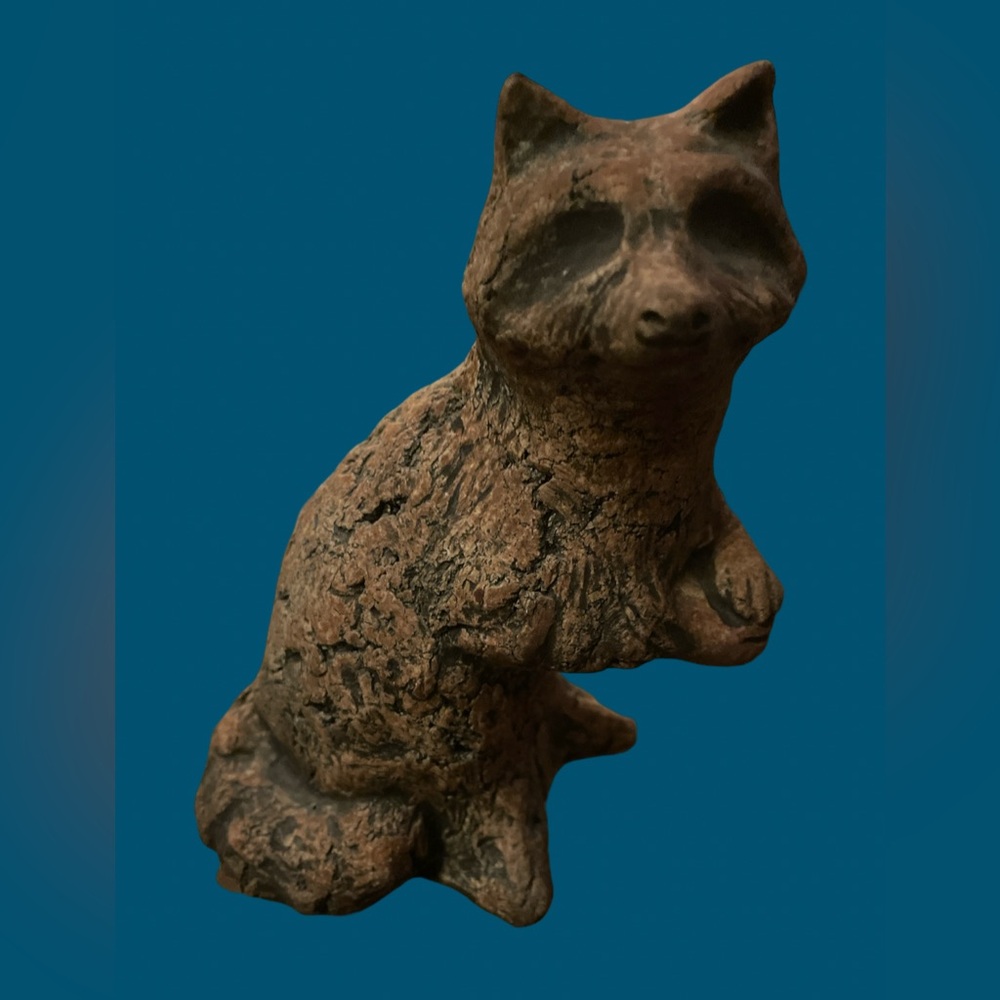 Vtg Stan Langtwait Brutalist Clay Raccoon Mt. St. Helens Figurine